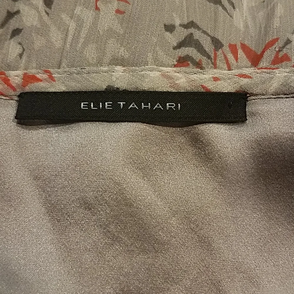 Elie Tahari silk pleated ruffle v-neck floral camisole Small - Picture 6 of 9